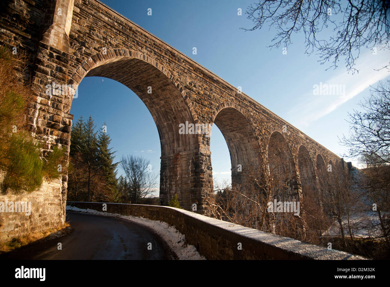 The now disused Divie Viaduct on the old Forres, Grantown and Aviemore branch line.  SCO 8914. Stock Photo