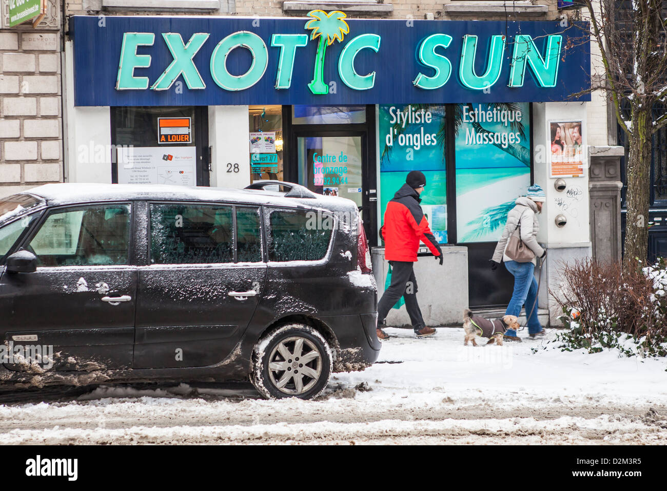 Snow in Brussels, Belgium Stock Photo