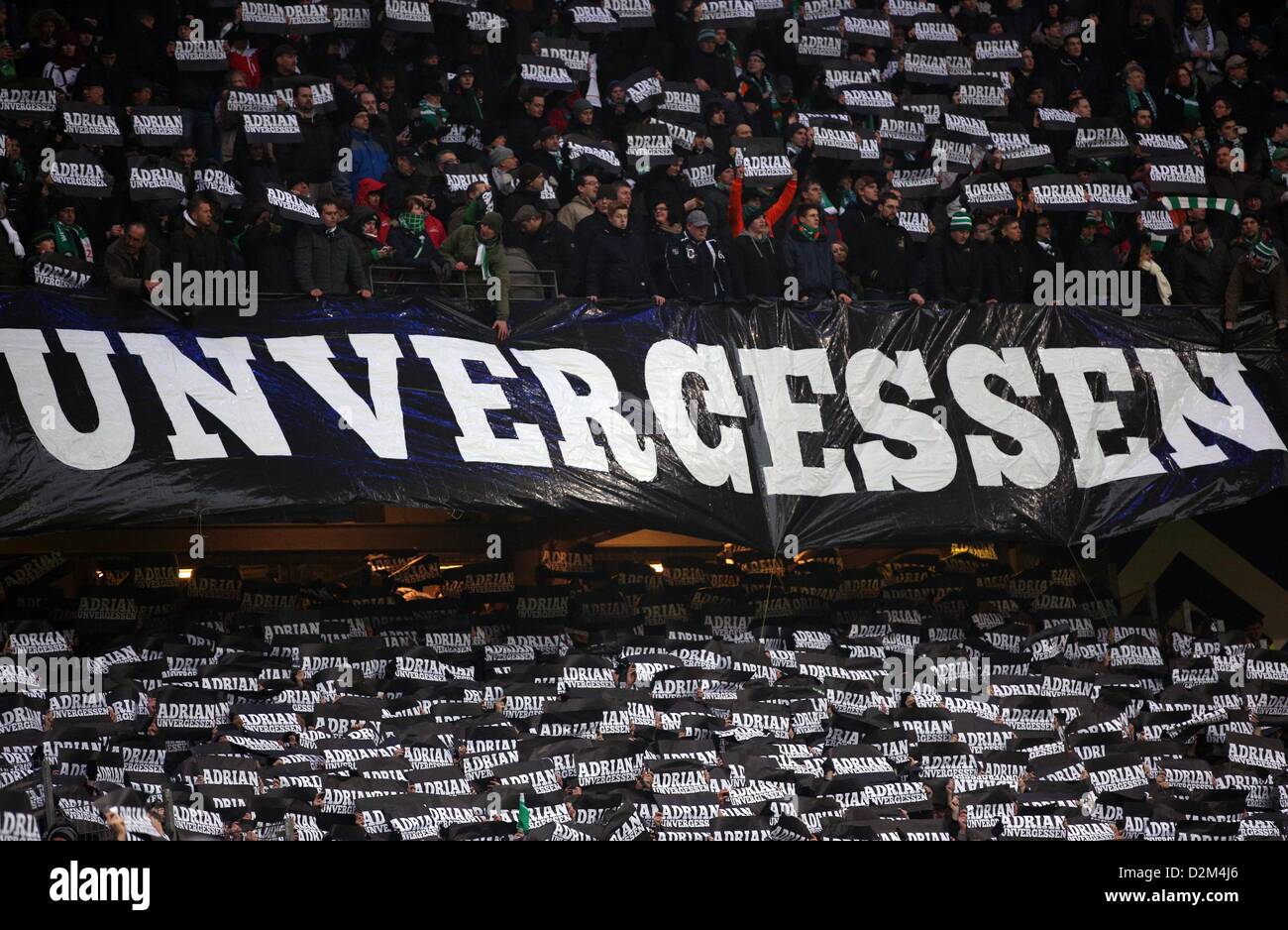 Bremens Fans Raise A Banner Reading Unvergessen - 