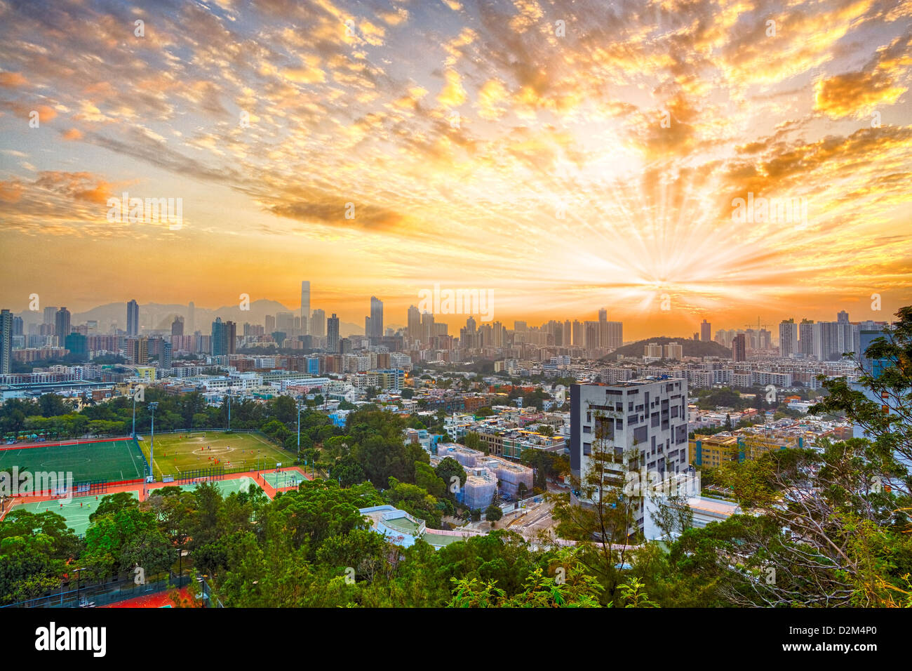Hong Kong modern city at sunset Stock Photo - Alamy