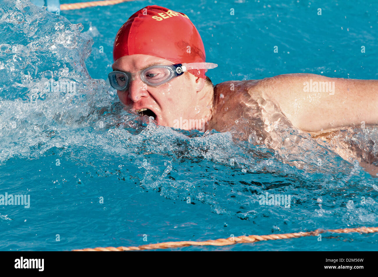 Cold water swimmers at Tooting Bec Lido Stock Photo Alamy
