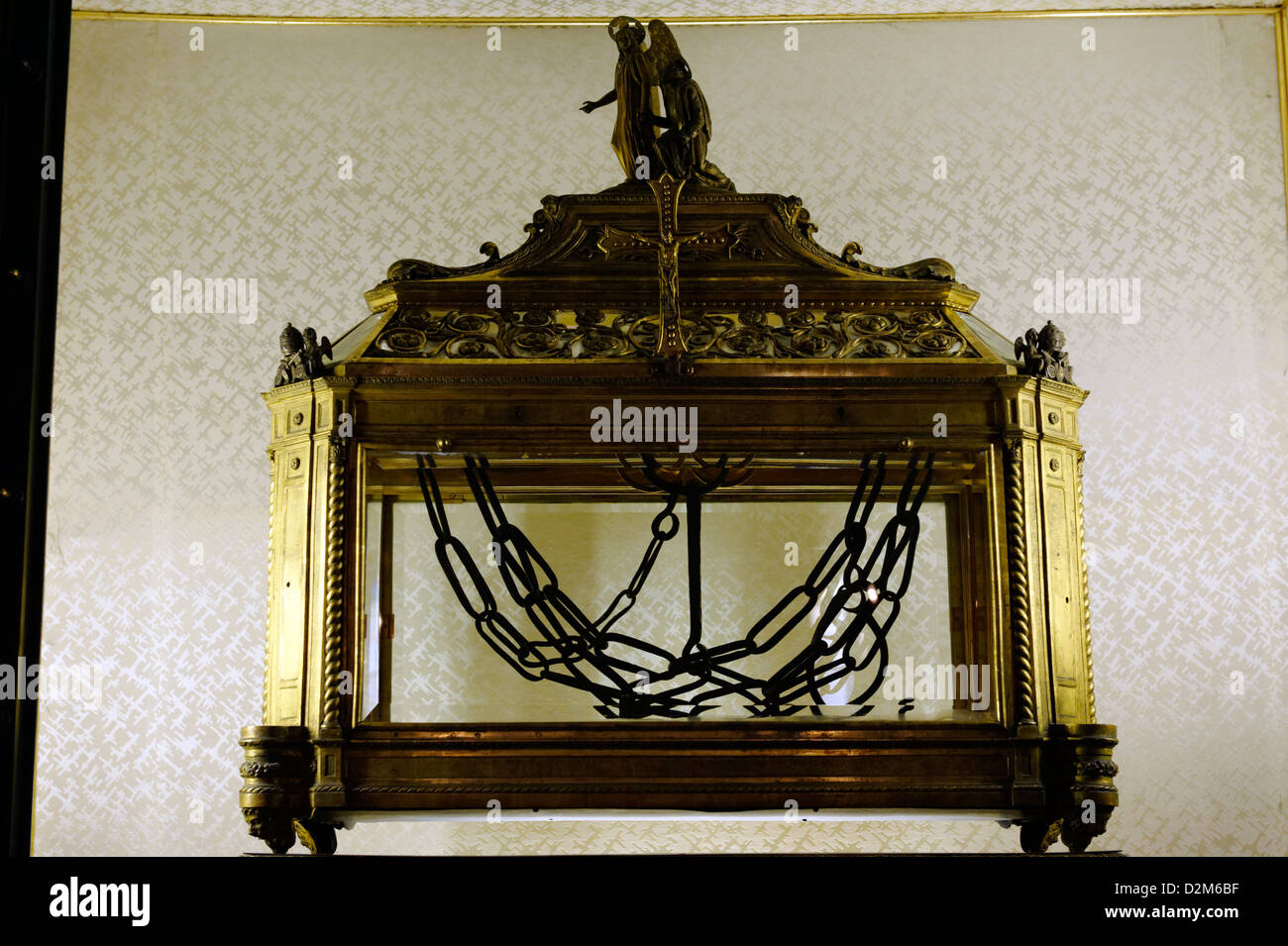 Rome. Italy. Bronze urn or casket contains the chains of Saint Peter