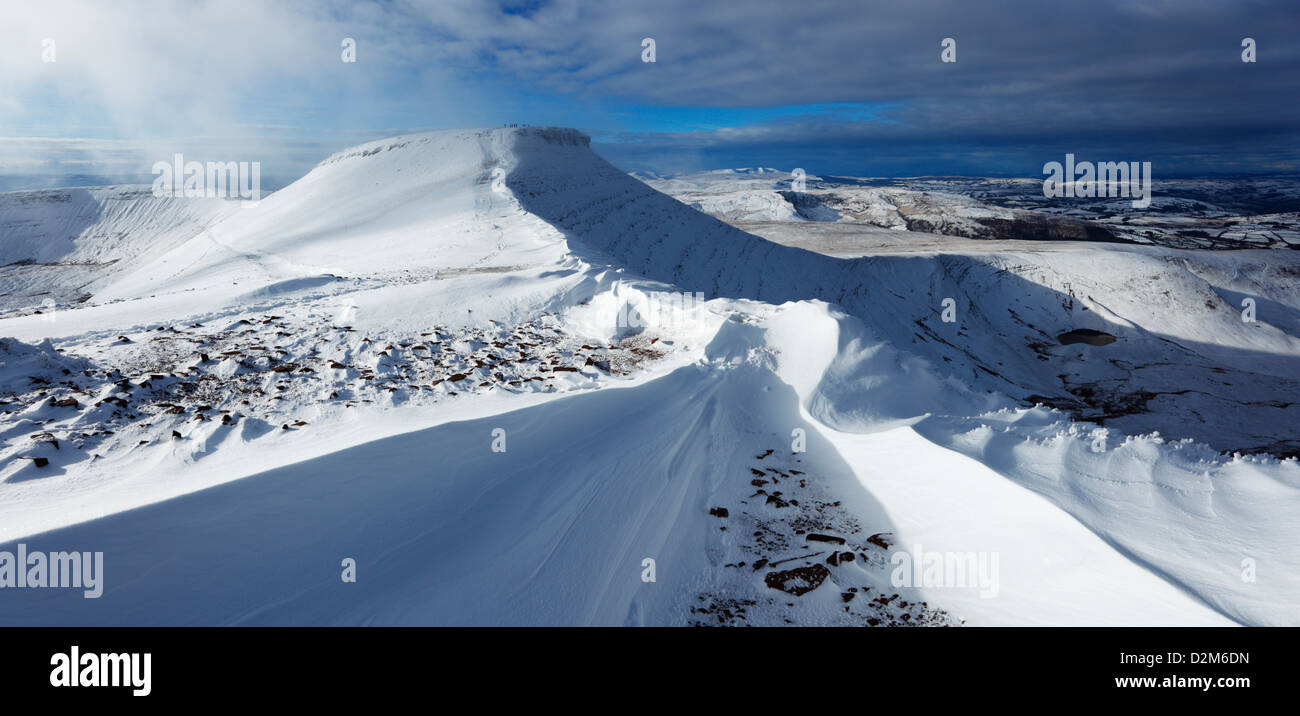 Corn Du covered in snow. Brecon Beacons National Park, Powys, Wales, UK. Stock Photo