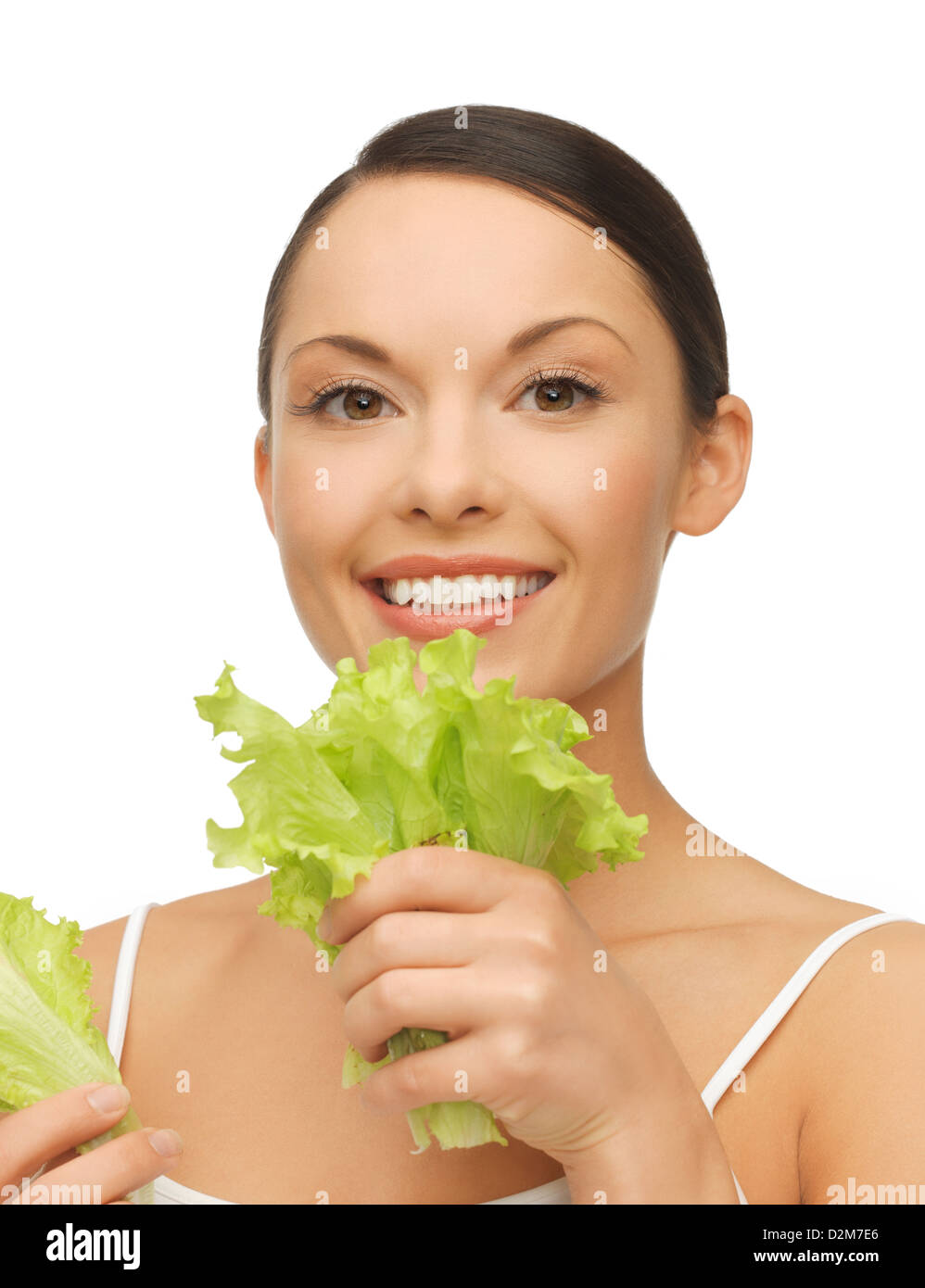 woman with lettuce Stock Photo Alamy
