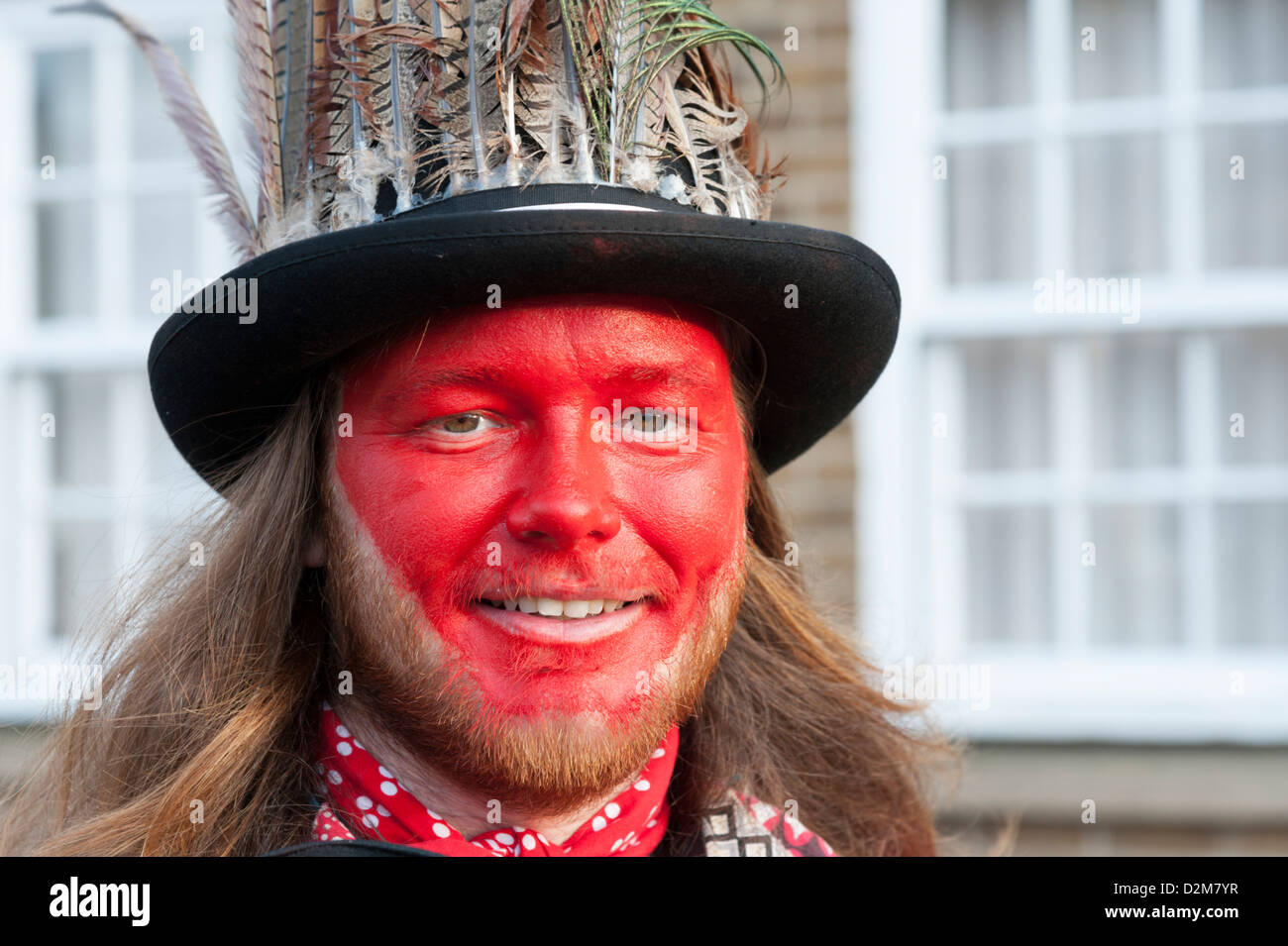 Member of the Red Leicester Morris dance group at the Straw Bear