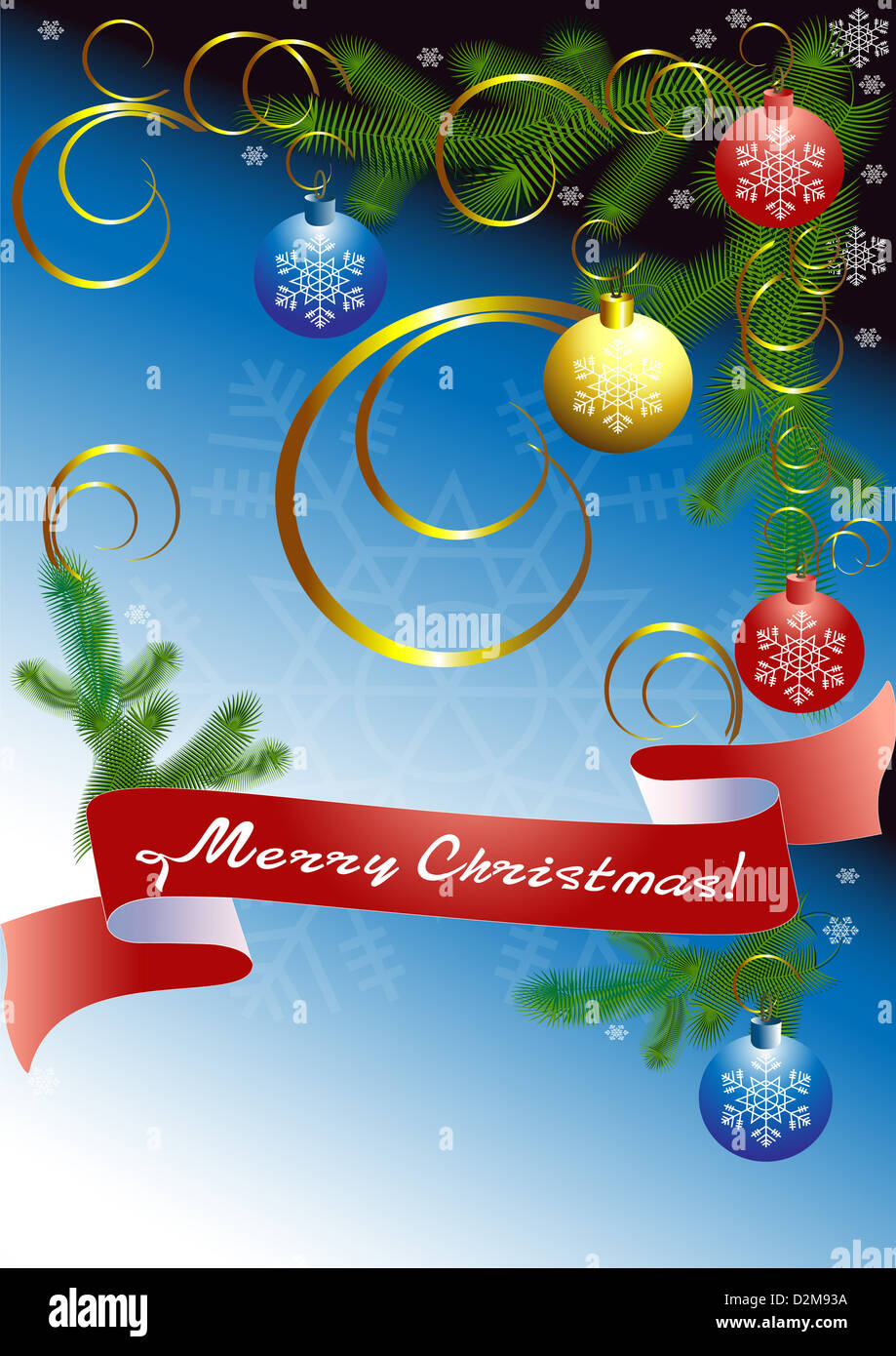 Christmas tree with red ribbon on dark blue background Stock Photo - Alamy
