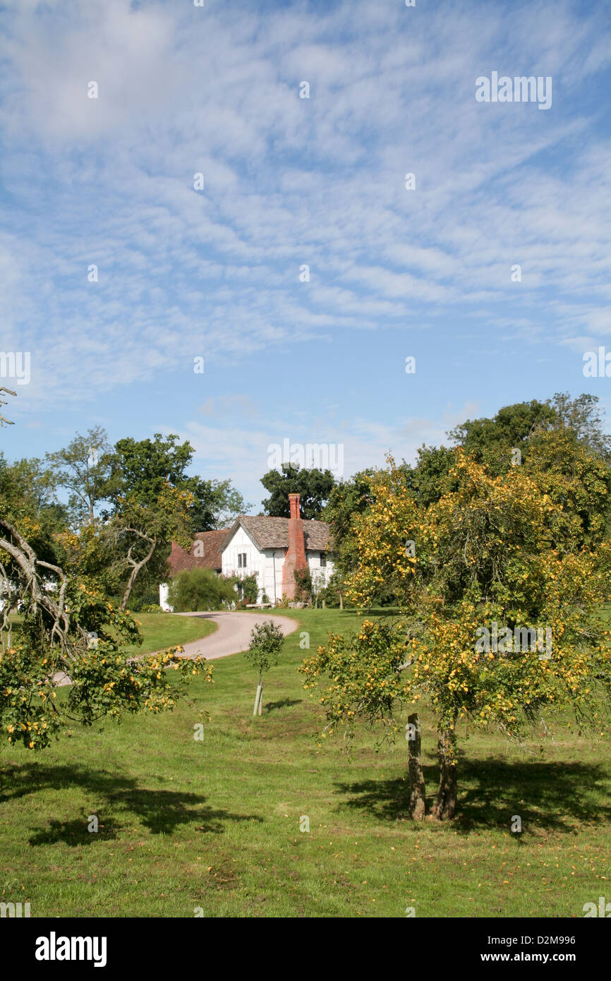 Manor House from orchard NT Lower Brockhampton Herefordshire England UK