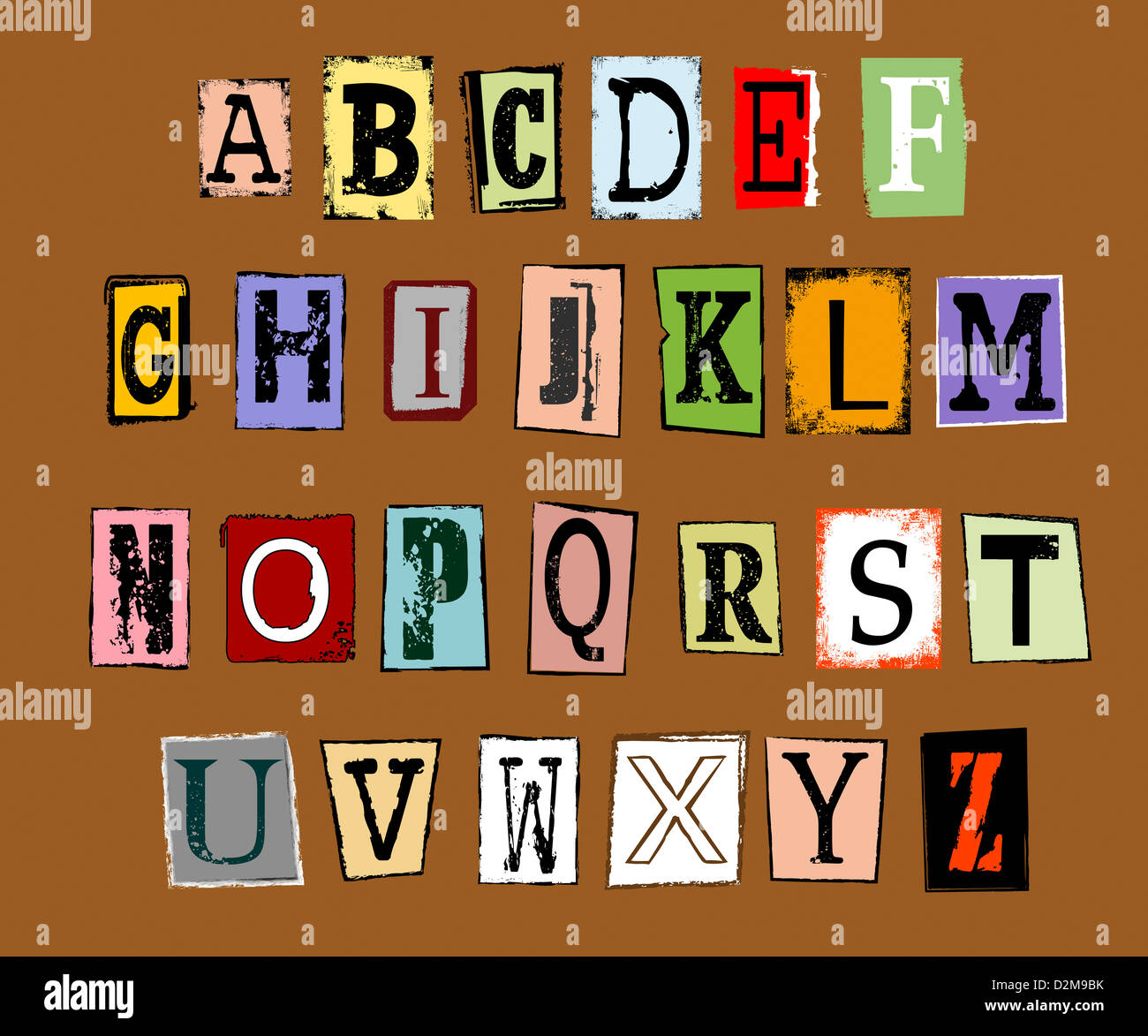 grunge alphabet - letters - type Stock Photo