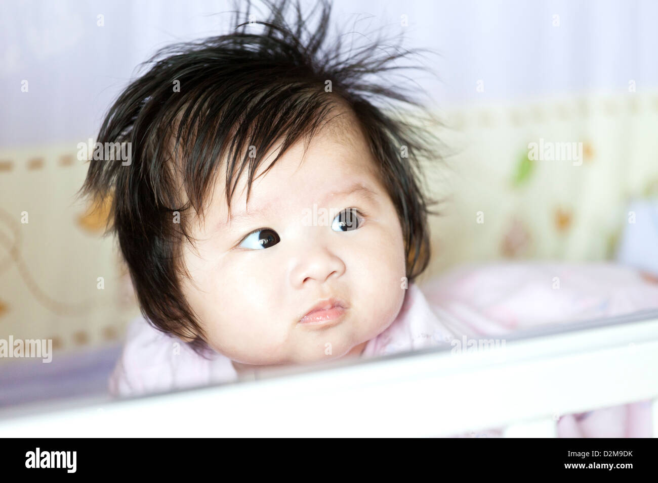 Asian baby girl at home Stock Photo