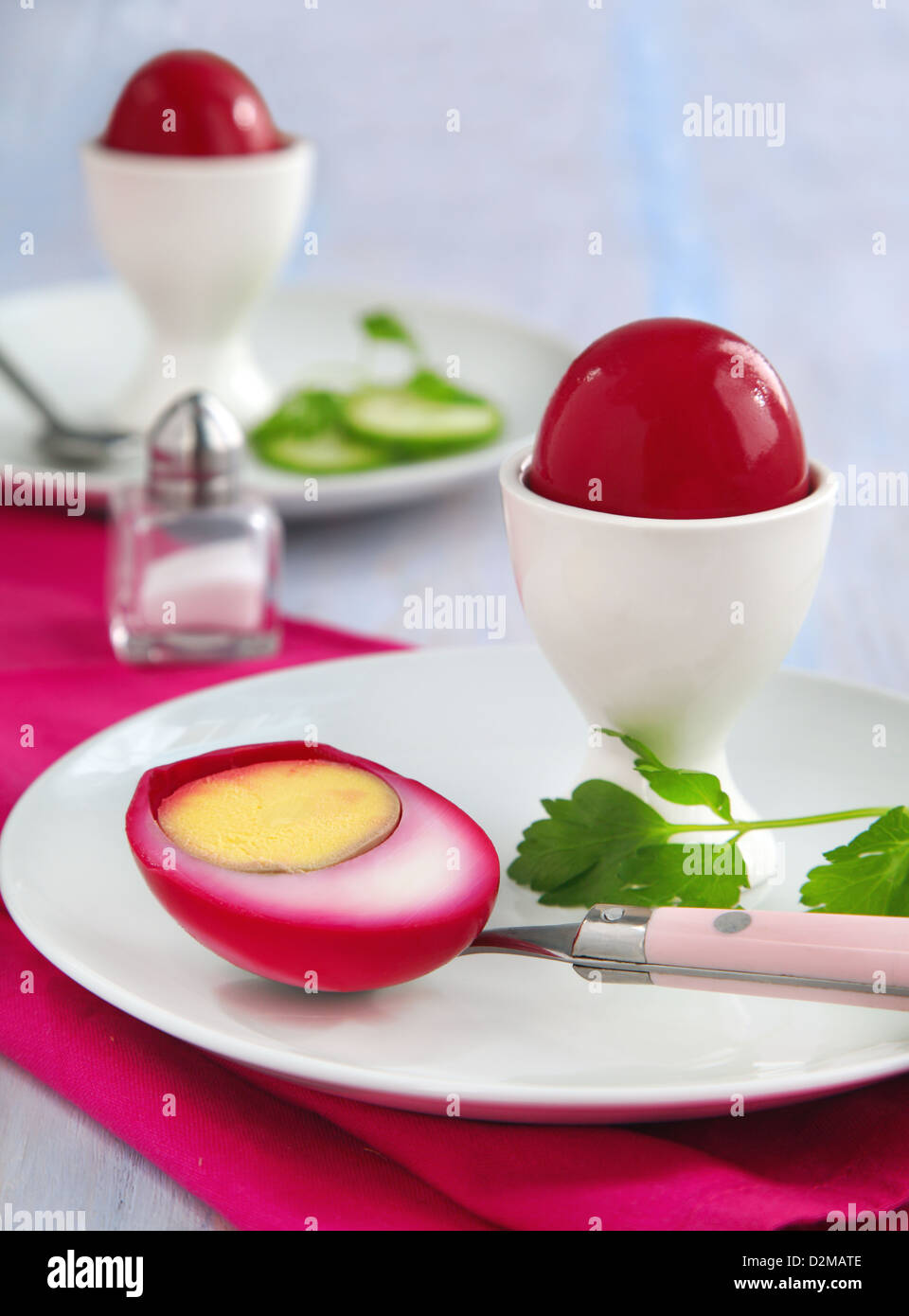 Beet-pickled eggs Stock Photo