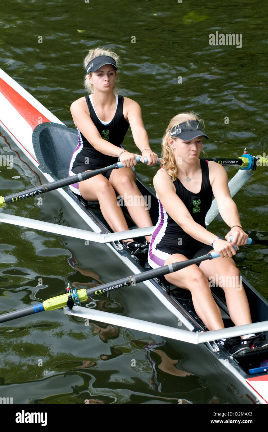 Womens double at Bedford regatta getting ready to start Stock Photo