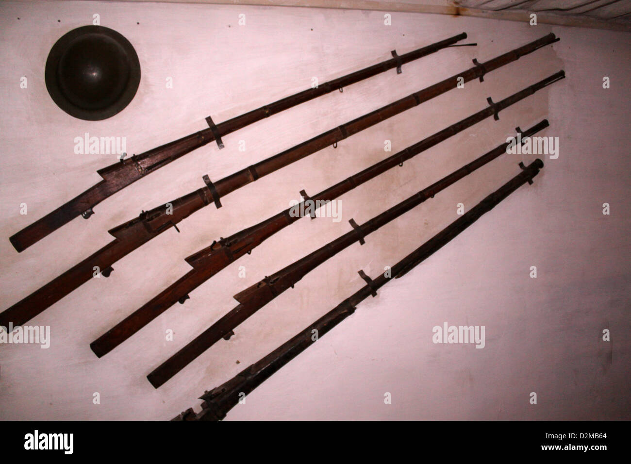 Ancient Guns or Rifles  for Display in a Museum Umaid Bhawan Palace in Jodhpur, Rajasthan Stock Photo