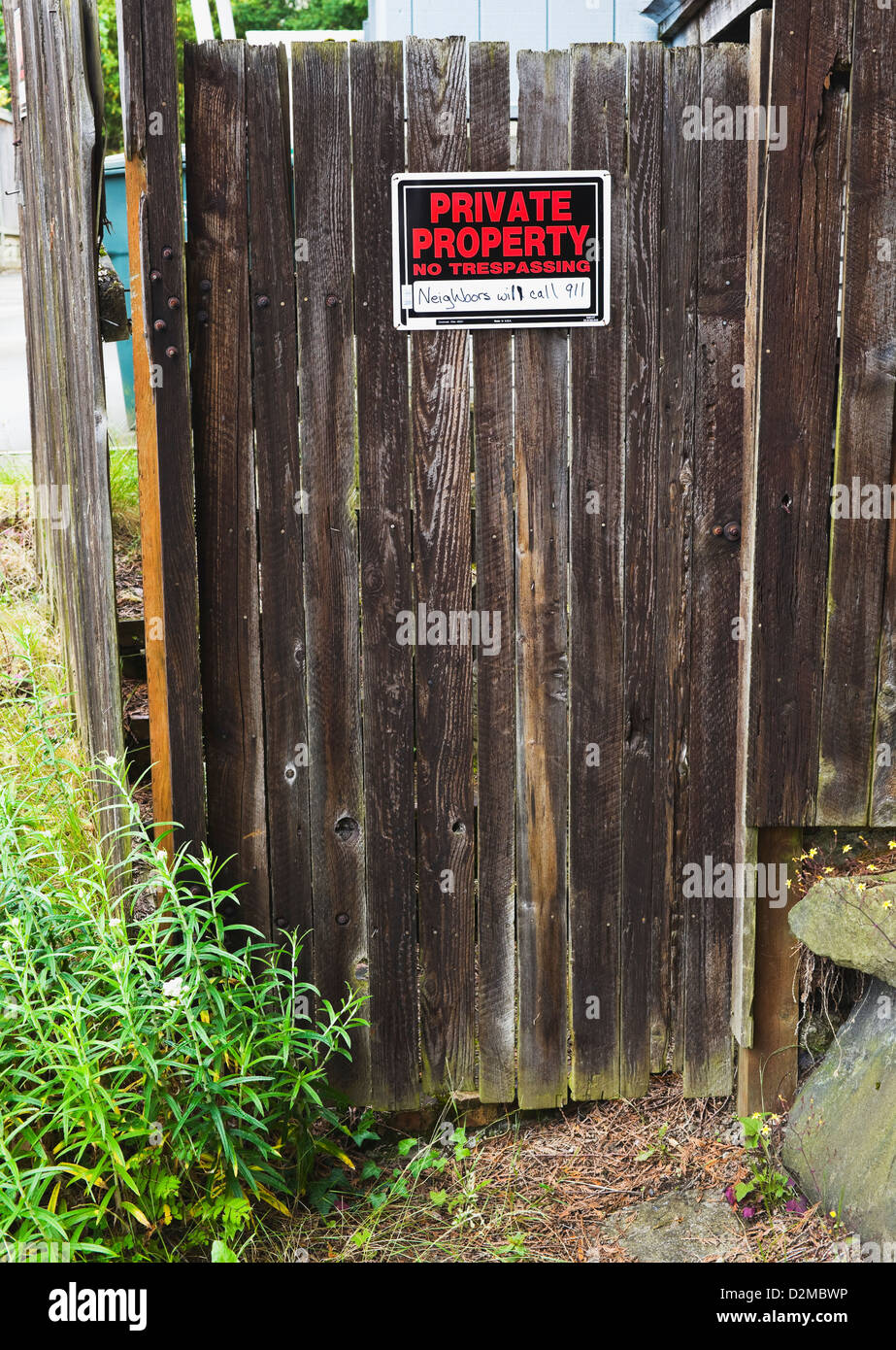 private property sign on gate Stock Photo