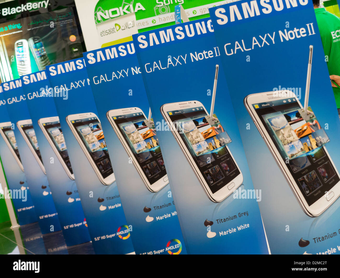 Adverts for Samsung Galaxy Note 2 Stock Photo