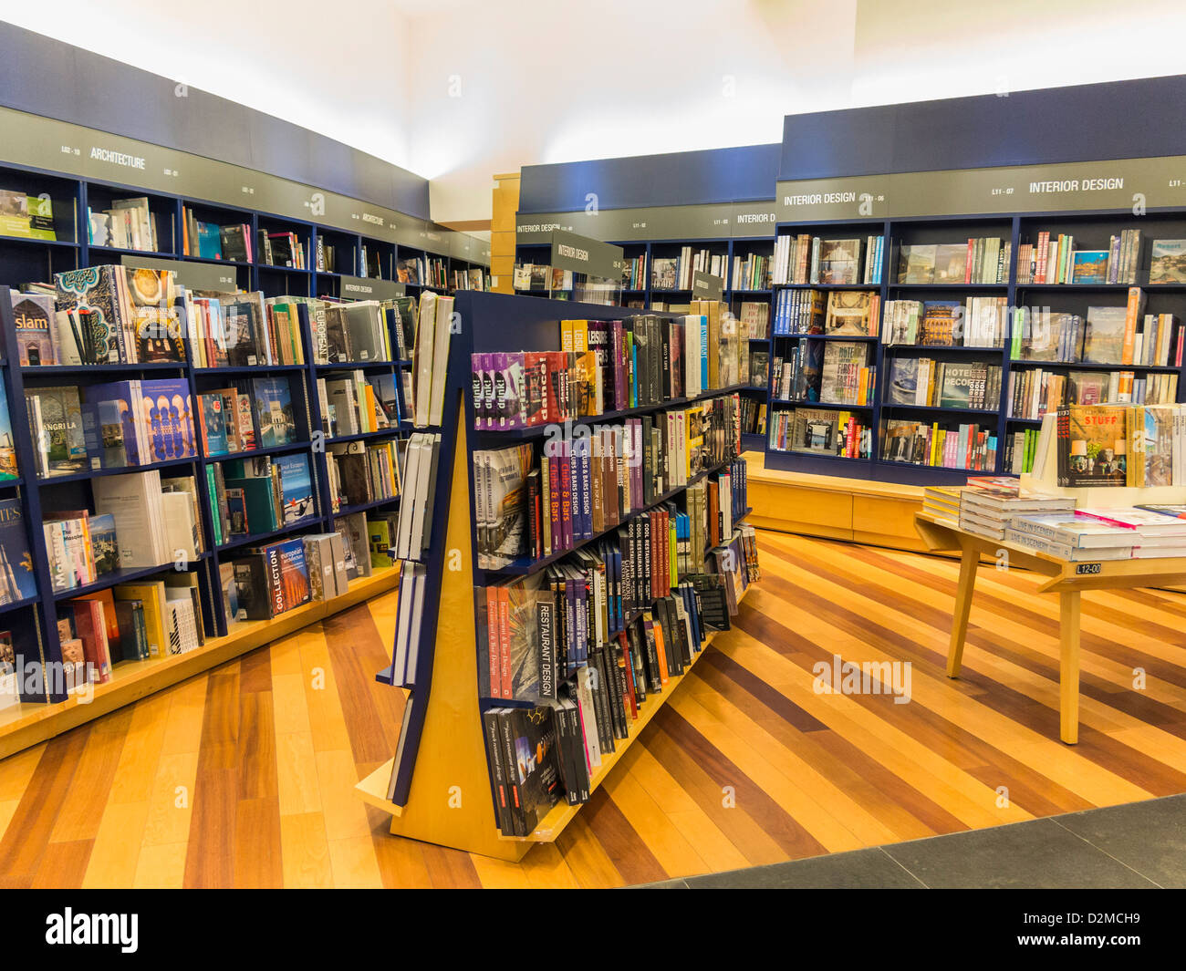 Bookshop interior with book shelves Stock Photo