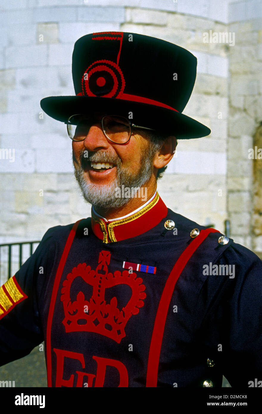 1, one, Yeoman Warder, Beefeater, Queen's Royal Guard, Tower of London, capital city, city, London, England, Great Britain, United Kingdom, Europe Stock Photo