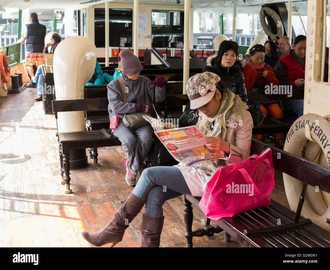 Passengers on the Star Ferry, Hong Kong Stock Photo