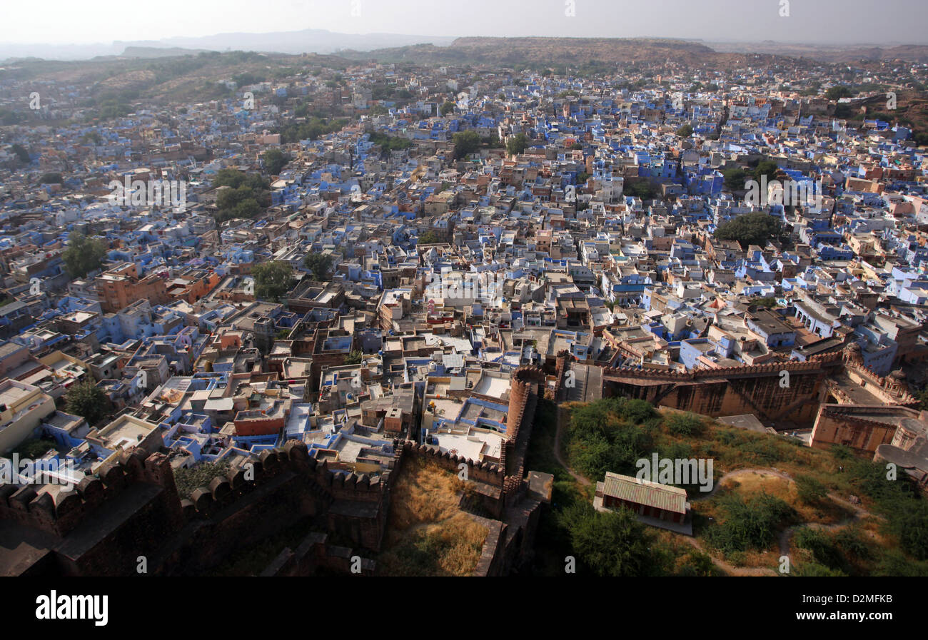 General view of the blue city of Jodhpur in Rajasthan, India Stock Photo