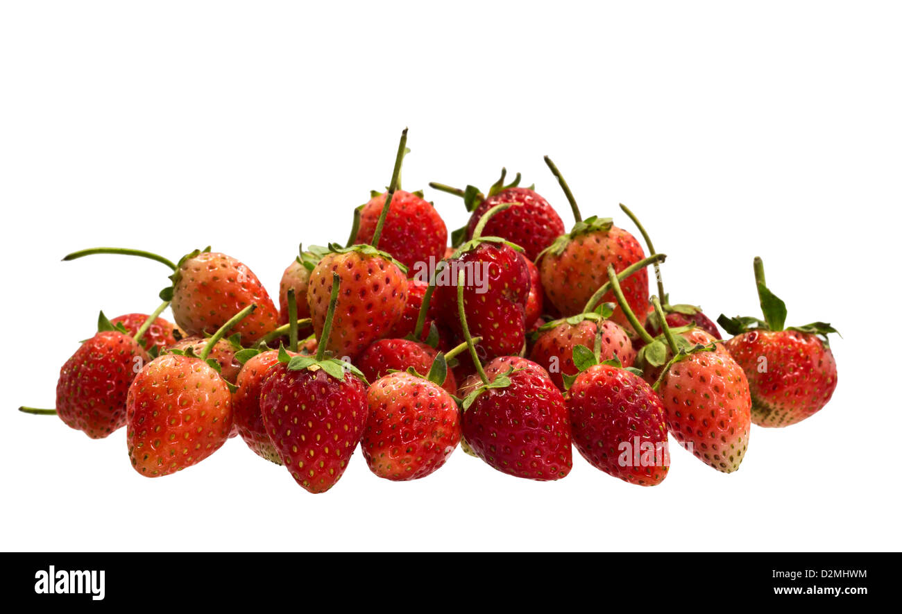 Pile of Young Strawberries on White Background Stock Photo - Alamy