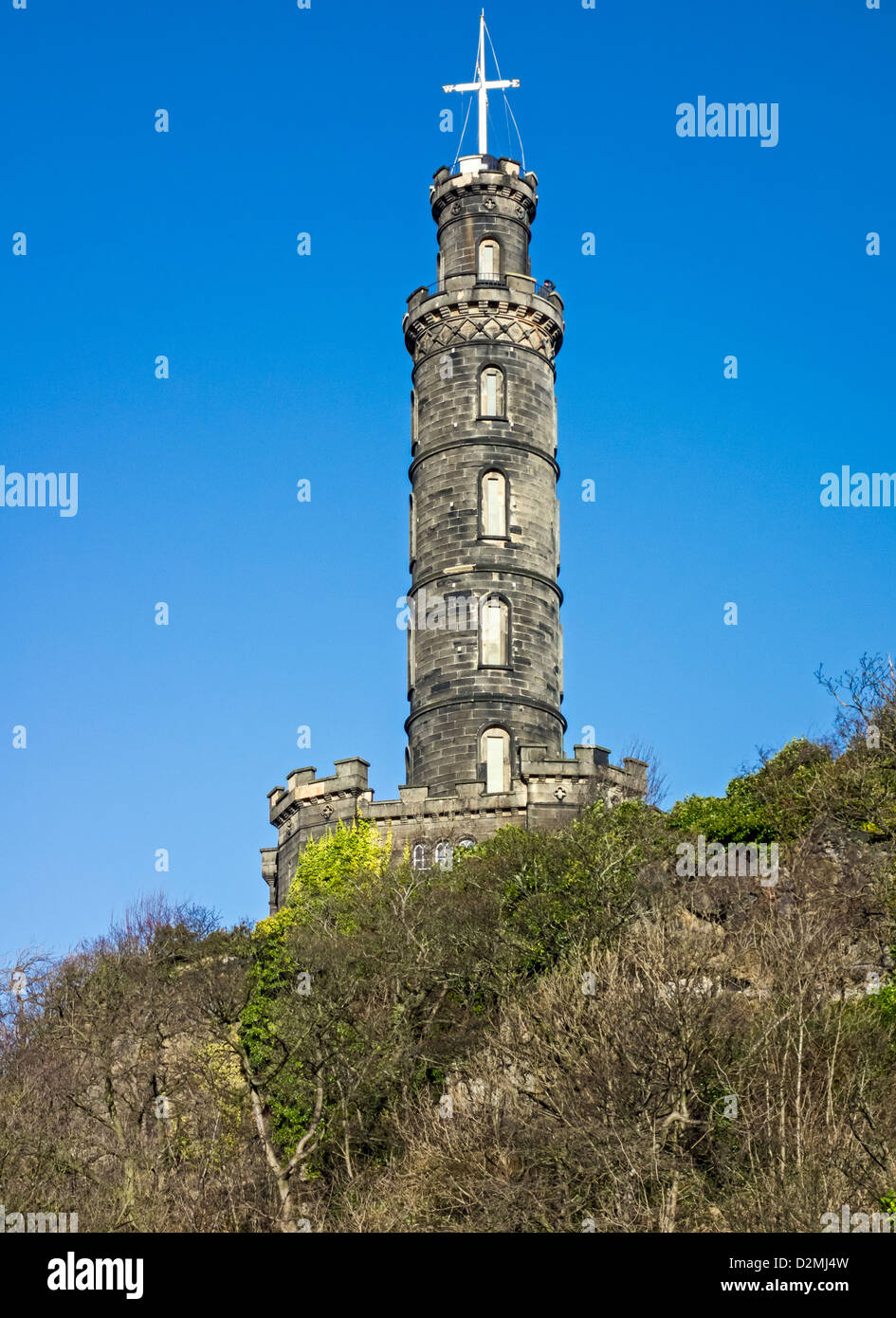 Lord Nelson's Monument on Calton Hill in Edinburgh Scotland Stock Photo