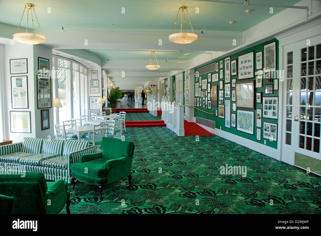 Corridor At Grand Hotel Mackinac Island Lake Huron Michigan Usa Stock Photo Alamy