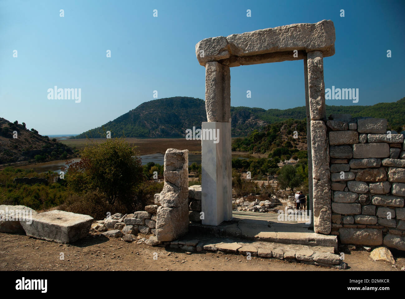Kaunos, reconstructed gate and path leading down to what was the harbour in 19th century B.C. Stock Photo