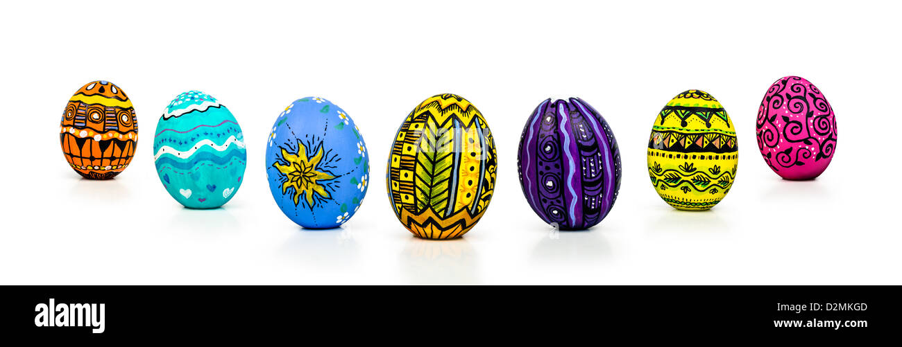 Easter eggs perspective isolated on white background Stock Photo - Alamy