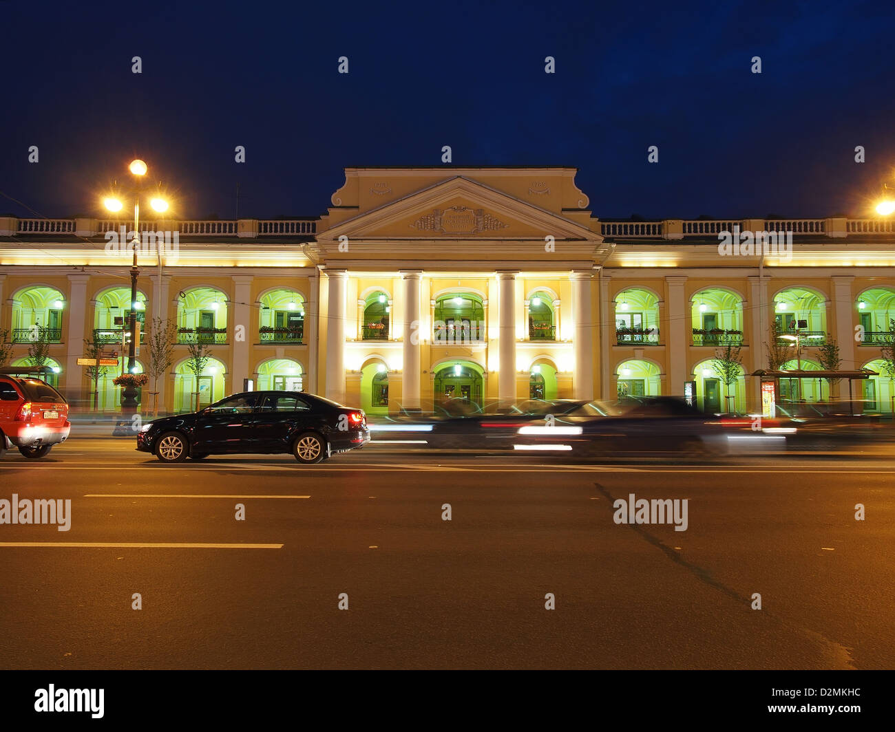 White Nights in St. Petersburg, Russia - The Great Gostiny Dvor Shopping Center at Nevsky Prospekt Stock Photo