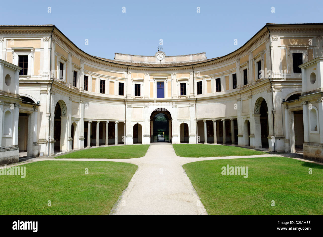 Villa Giulia. Rome. Italy. Rear façade with semi-circular portico loggia overlooking the interior courtyard. Stock Photo