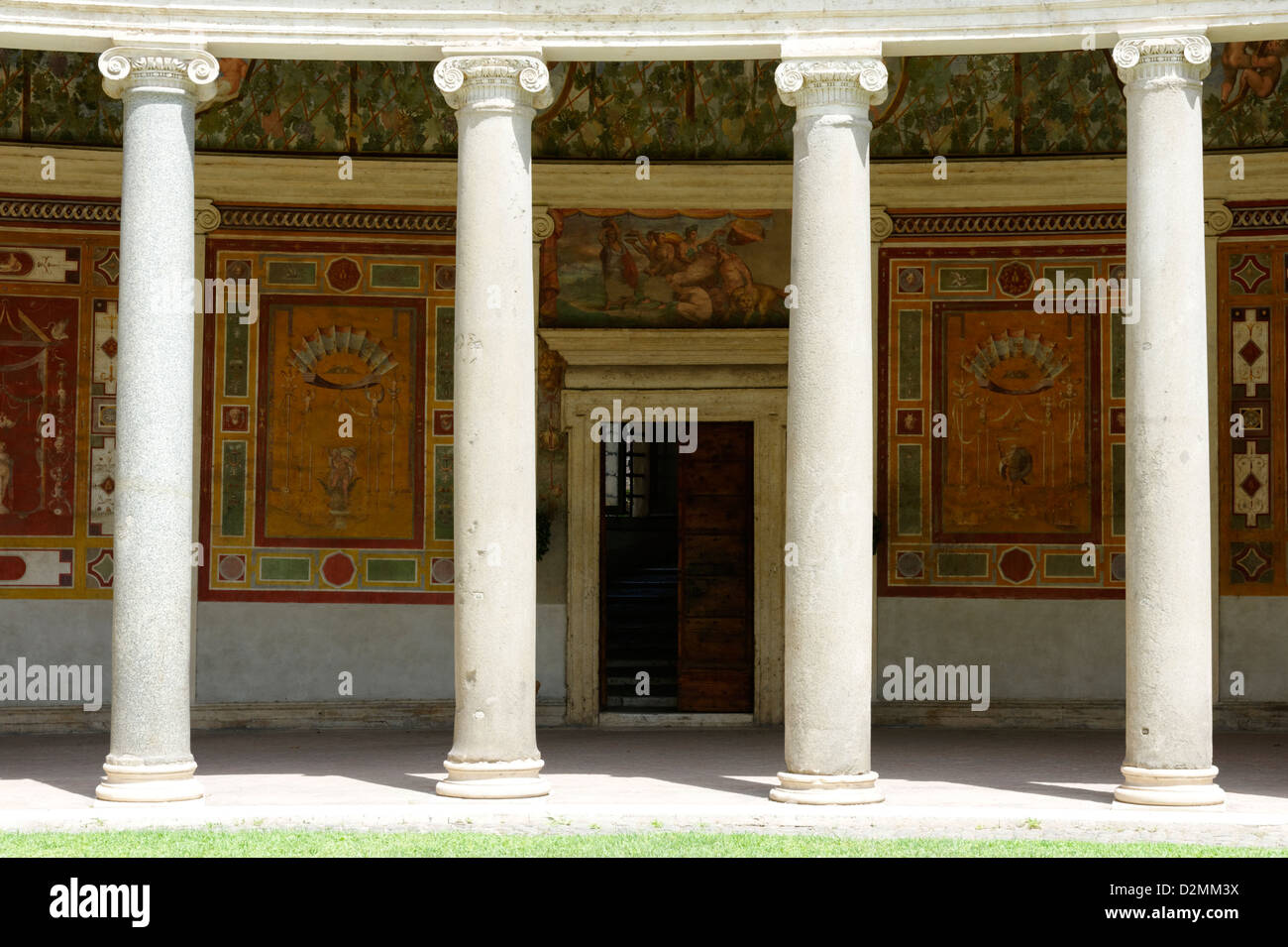 Villa Giulia. Rome. Italy. Section of the elaborate decoration that adorns the vaulted courtyard portico of the Villa Giulia. Stock Photo