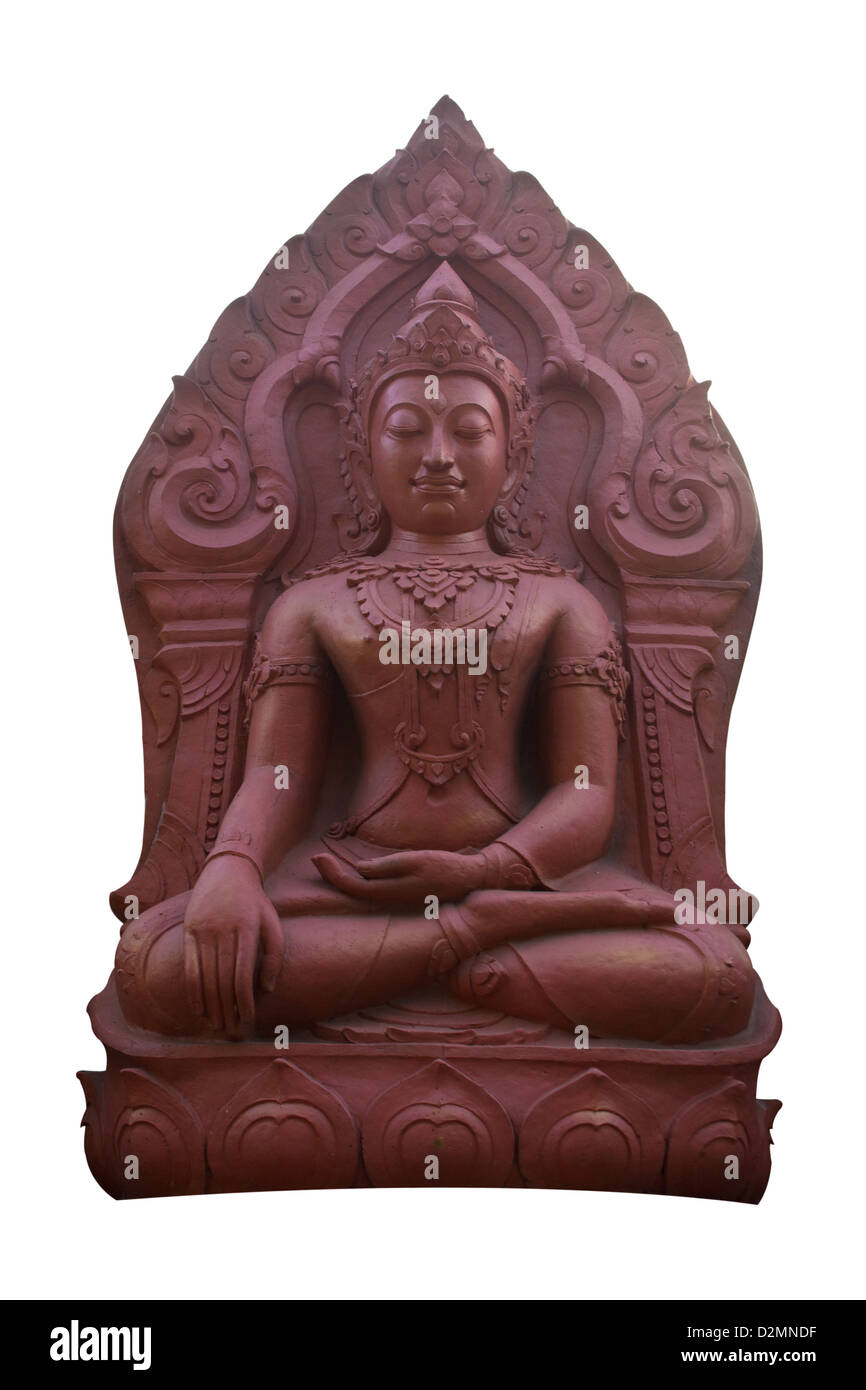 Buddha meditation red statue on white background Stock Photo - Alamy