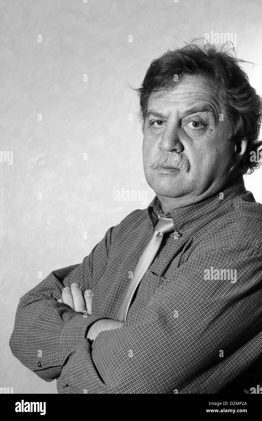 Closeup middle aged businessman Black and White Stock Photos & Images ...