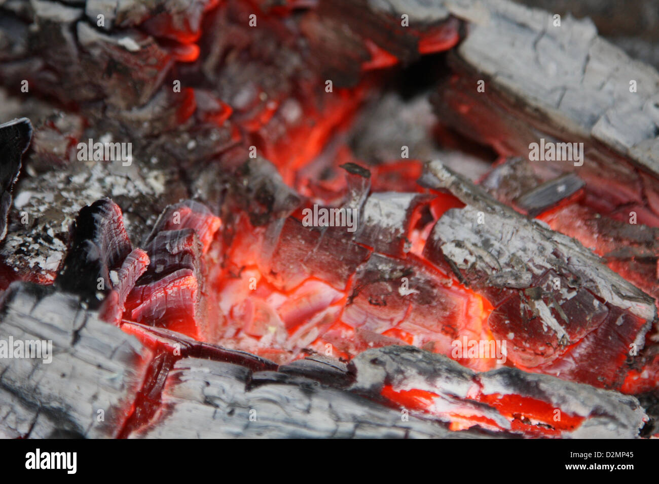 Redhot Glowing Embers in a Fireplace Stock Photo Alamy