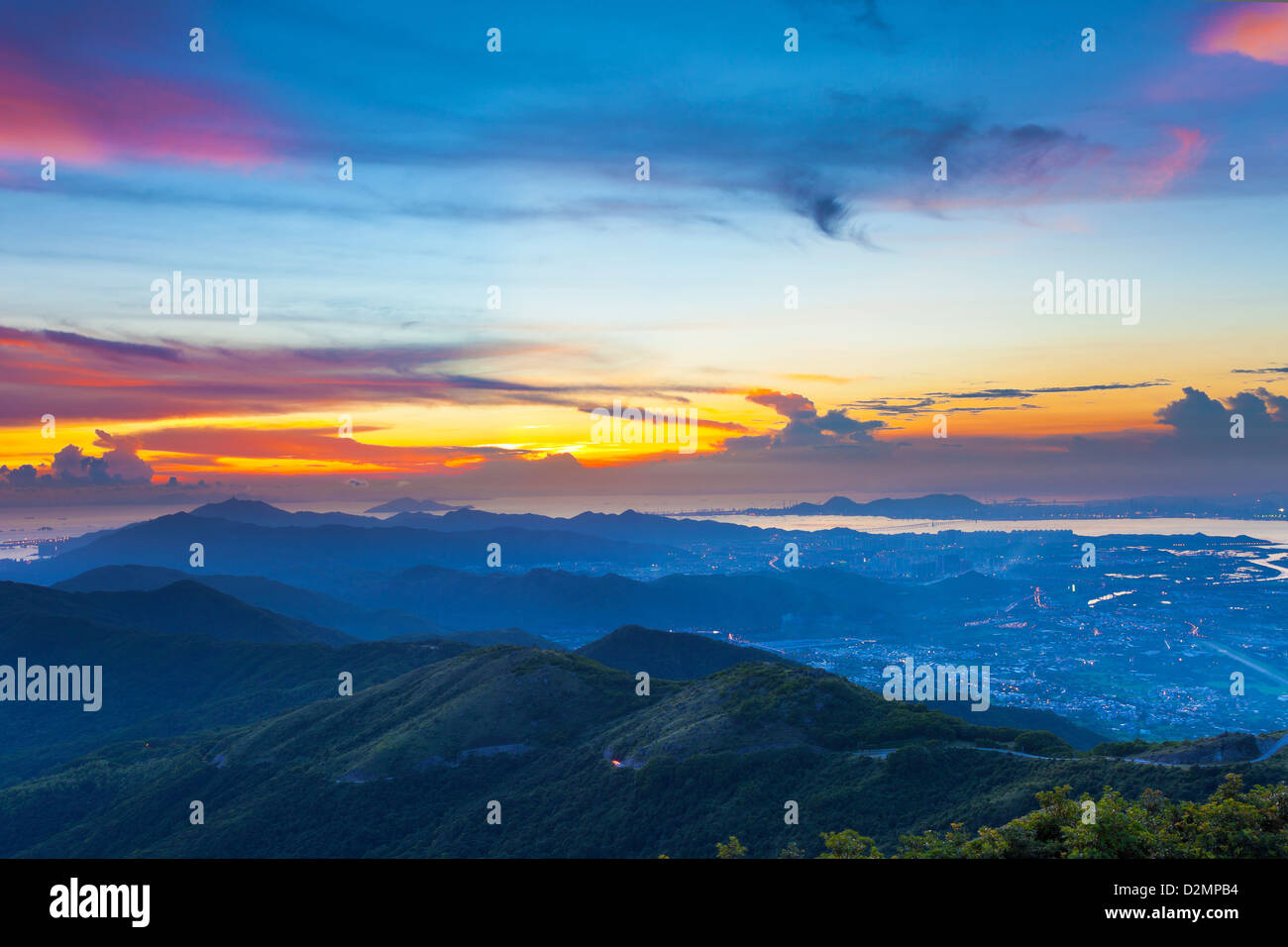 Majestic sunset in the mountains landscape Stock Photo - Alamy