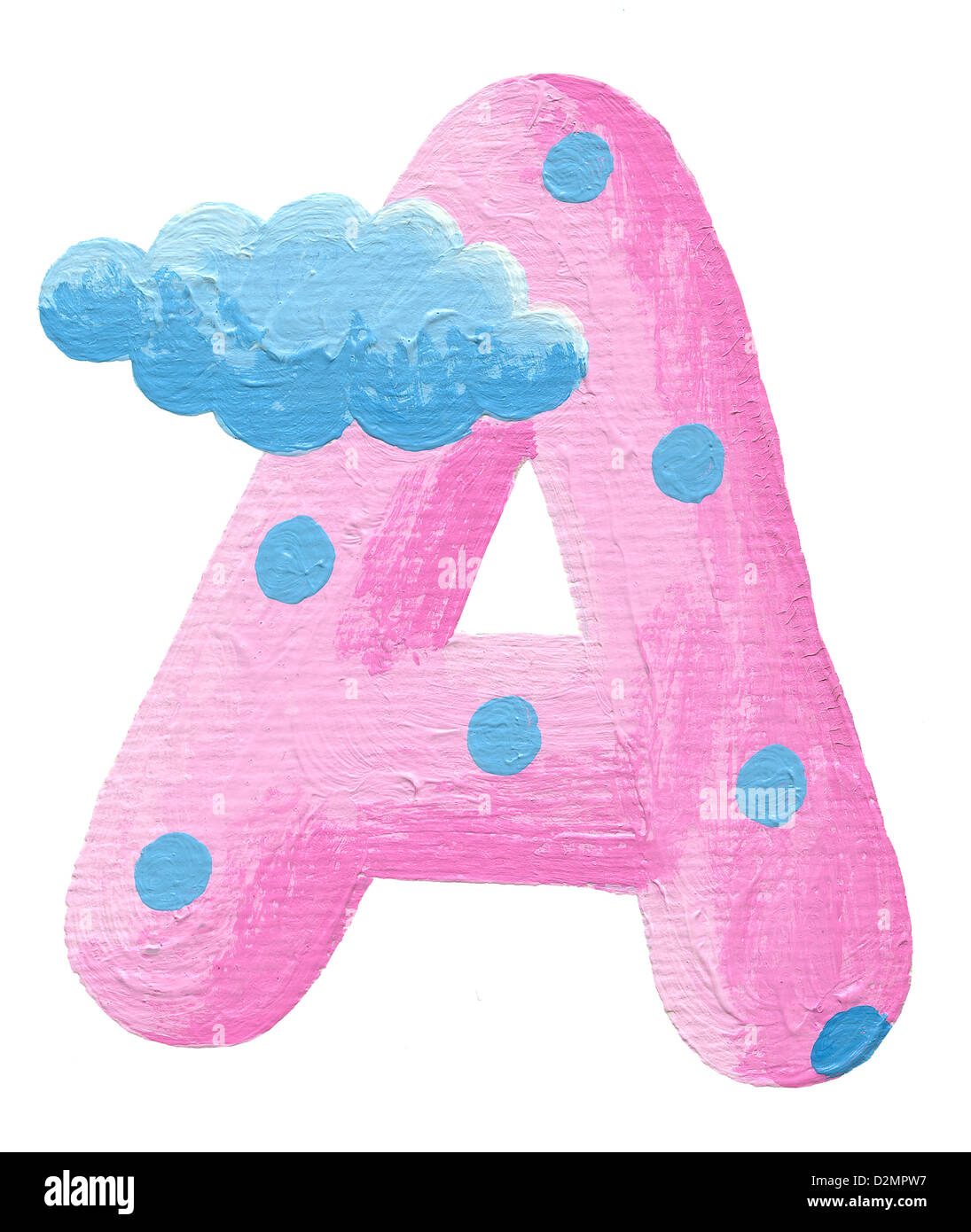 Acrylic illustration of initial pink letter A with clouds Stock Photo ...