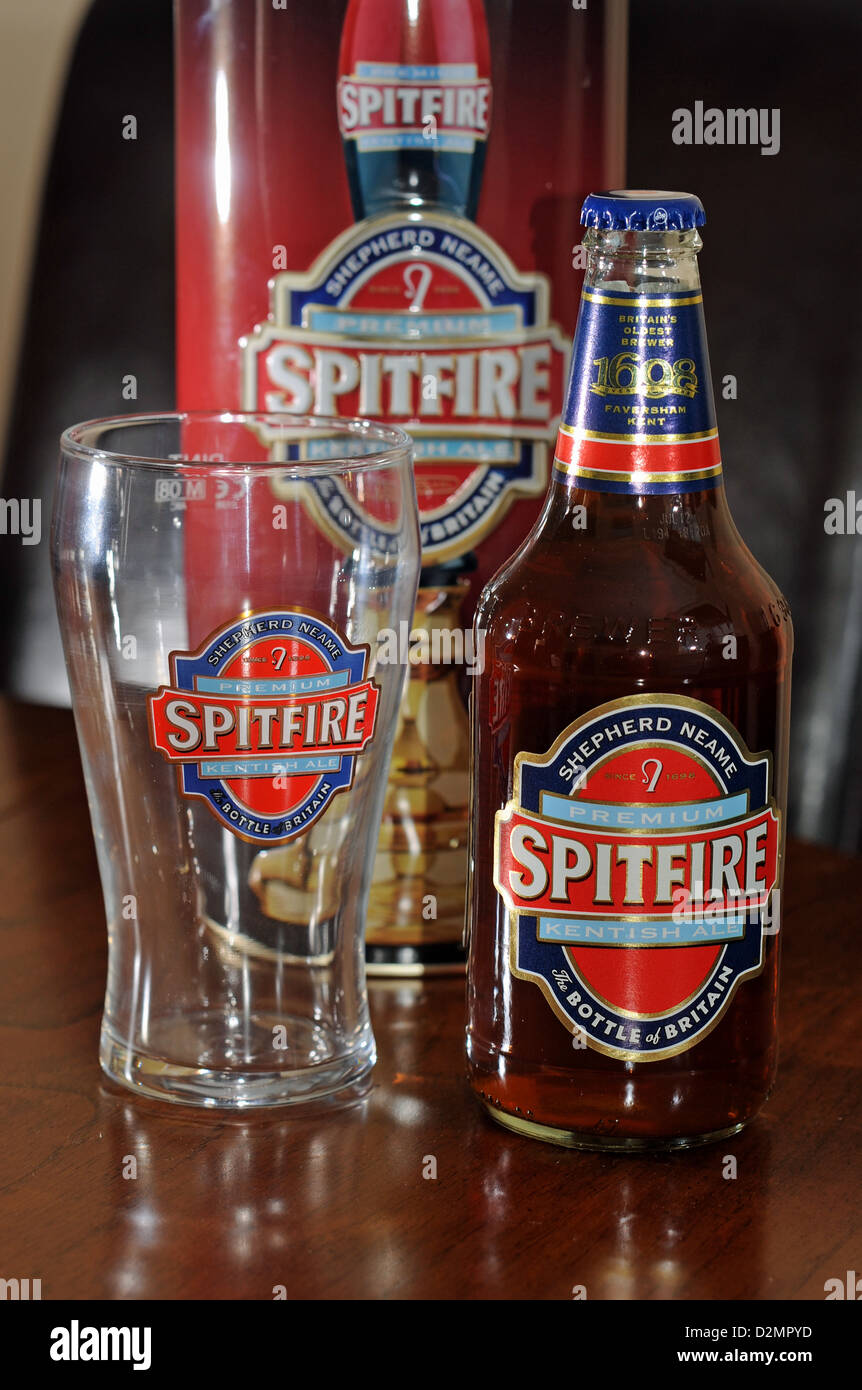 Bottle of Spitfire real ale brewed by Shepherd Neame from Kent UK Stock