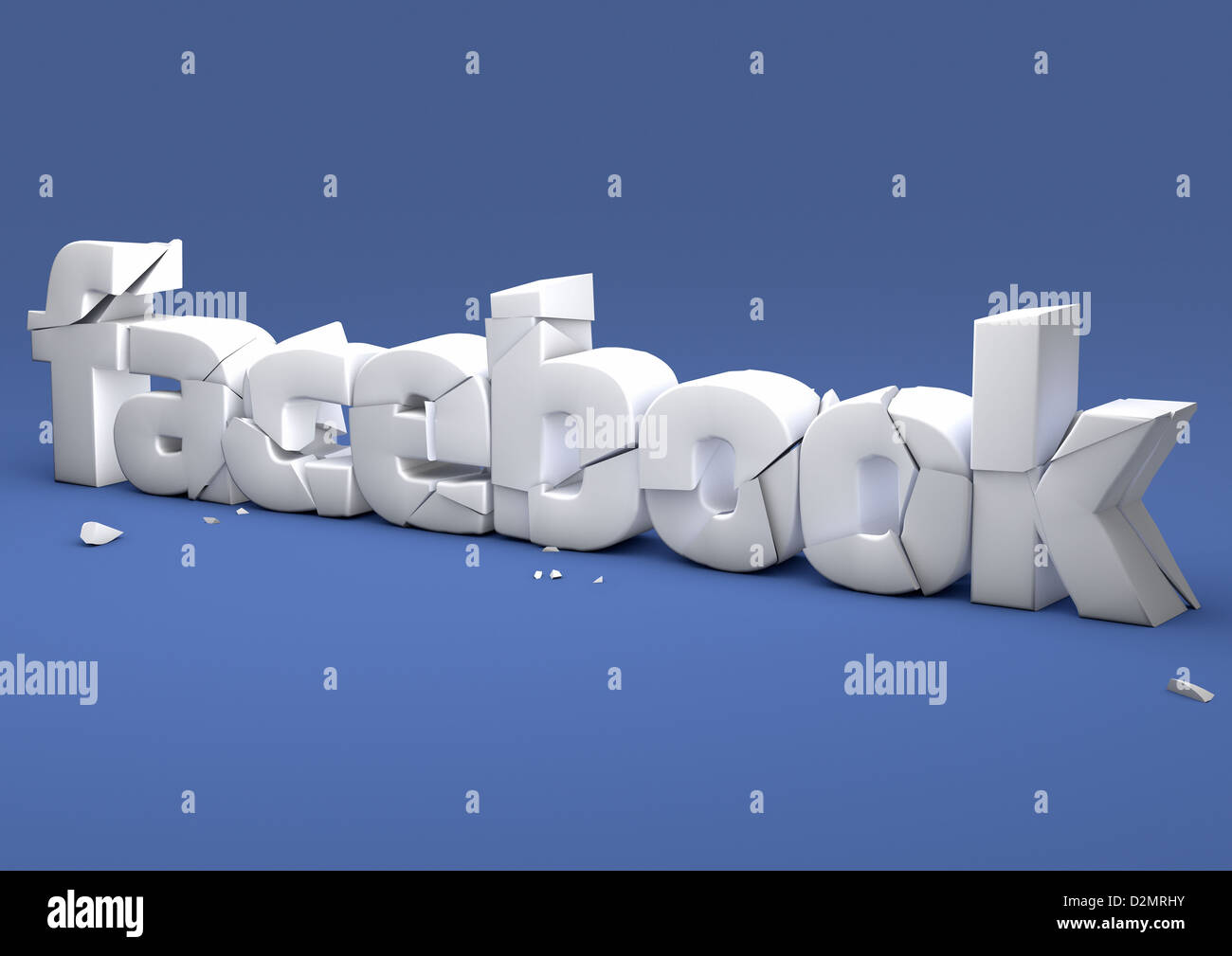 FACEBOOK cracking and crumbling - social media concept image Stock Photo