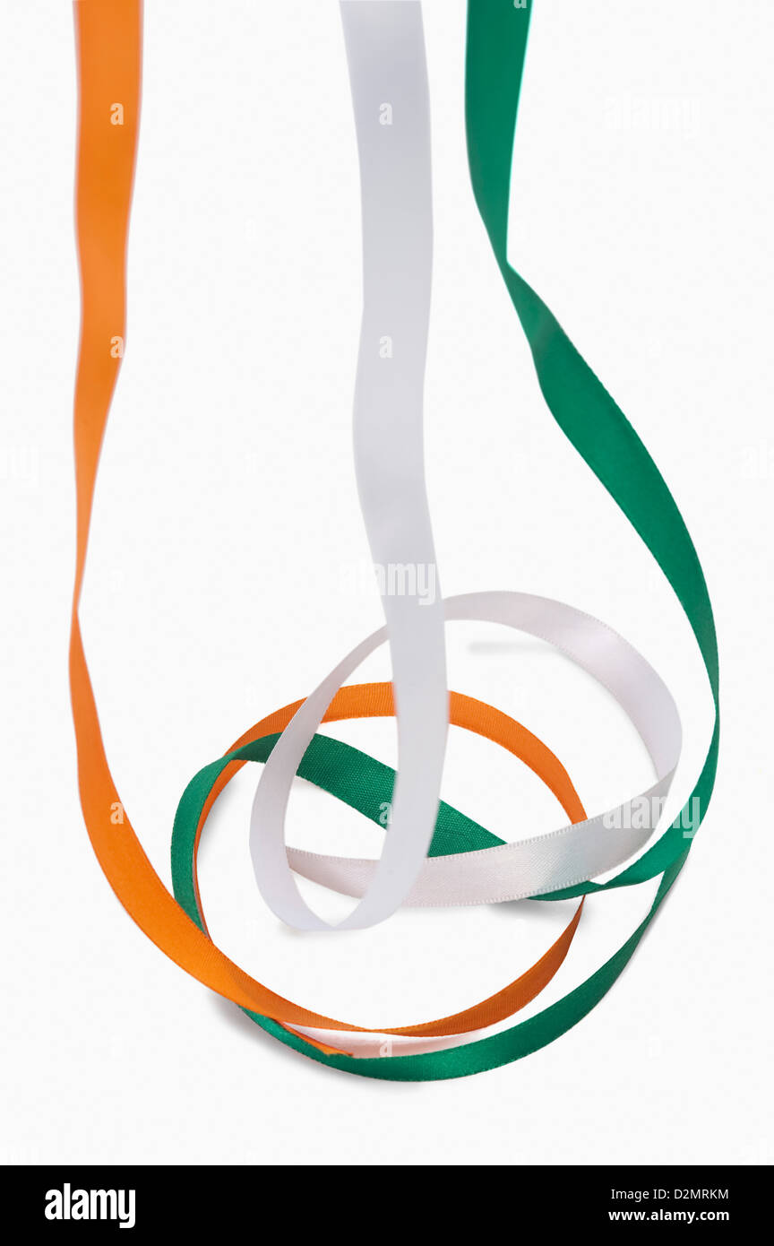 Ribbons representing Indian flag colors Stock Photo - Alamy