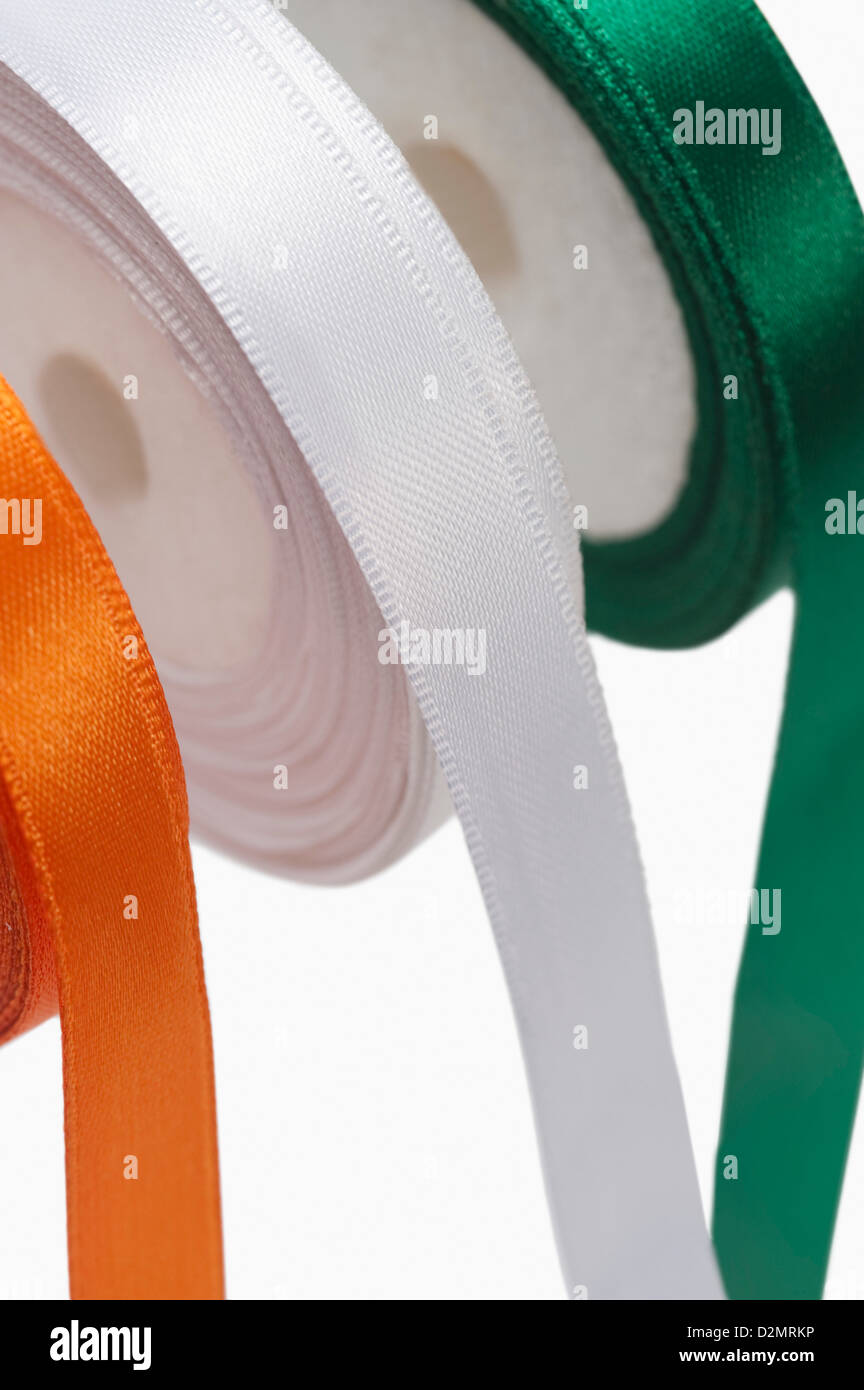 Ribbons representing Indian flag colors Stock Photo - Alamy