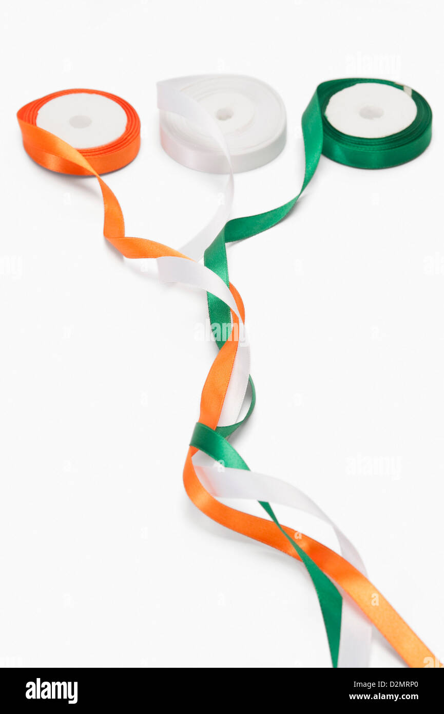 Ribbons representing Indian flag colors Stock Photo - Alamy