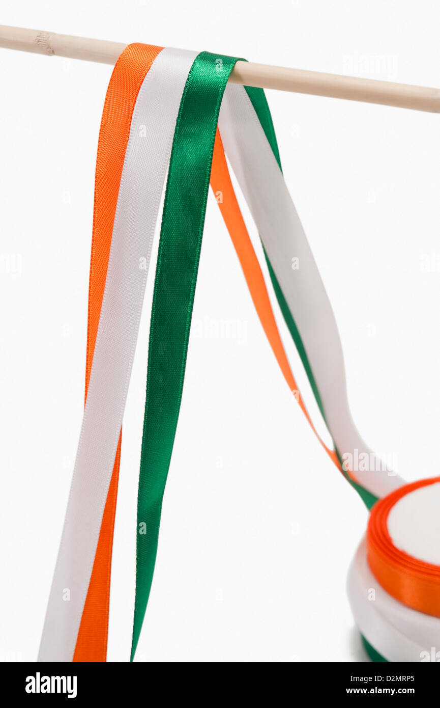 Ribbons representing Indian flag colors Stock Photo - Alamy