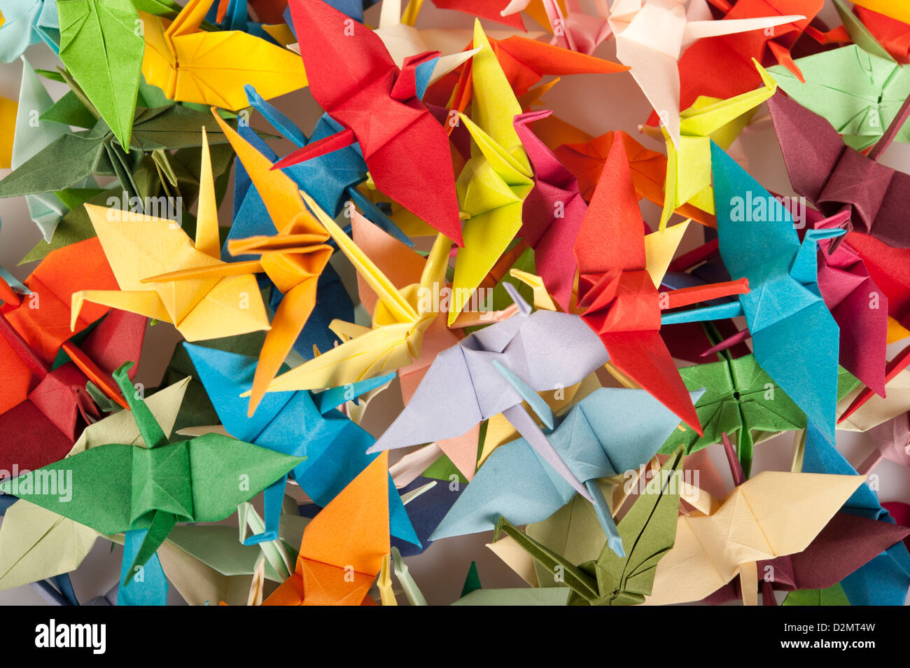 background of colorful origami birds Stock Photo