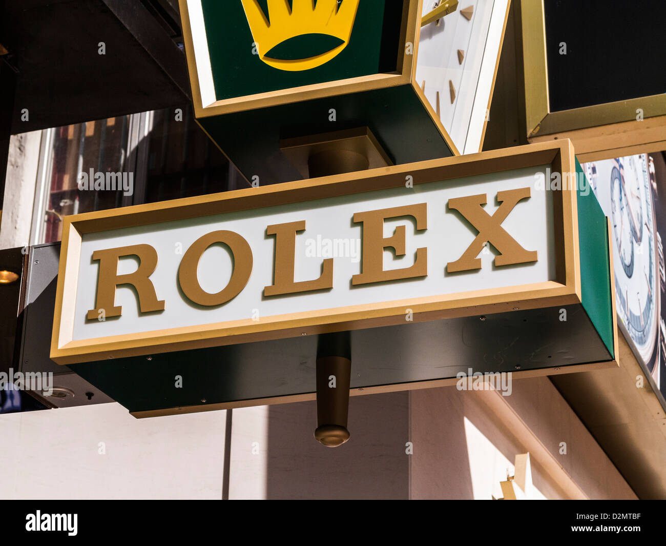 Rolex sign. Stock Photo