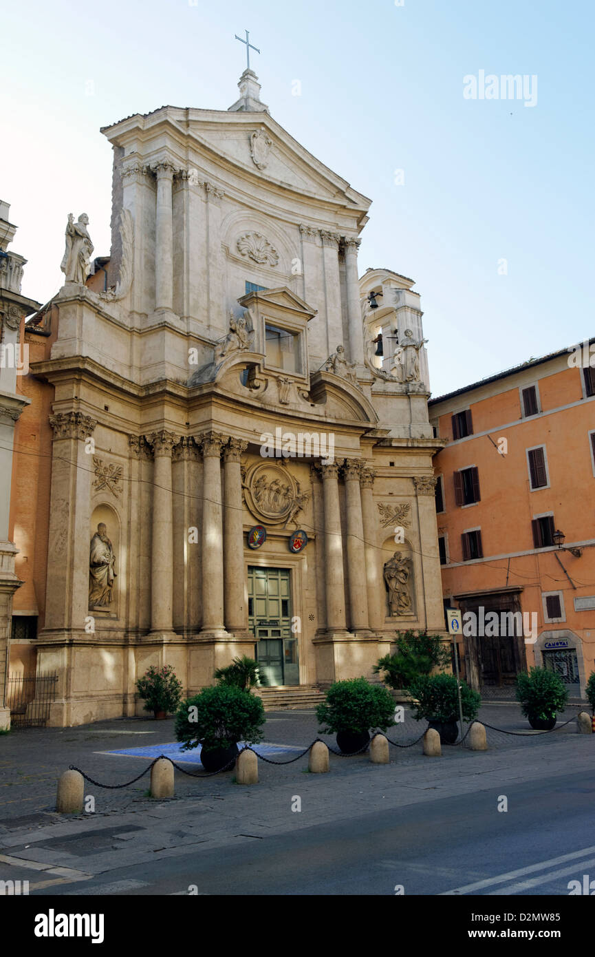 Rome. Italy. Concave Baroque facade of the Church of San Marcello al Corso built by Carlo Fontana between 1682- 1686. Stock Photo
