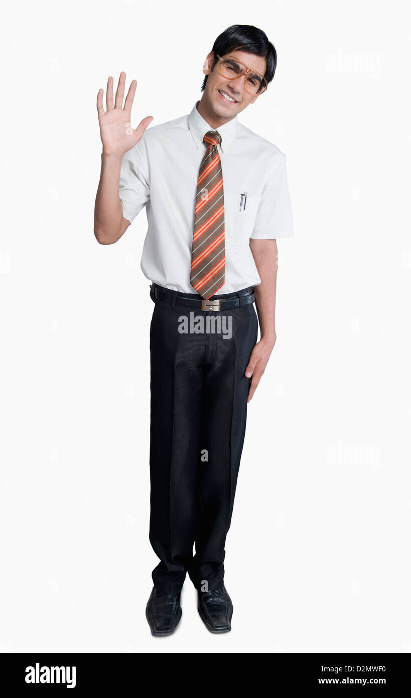 Man waving his hand Stock Photo - Alamy