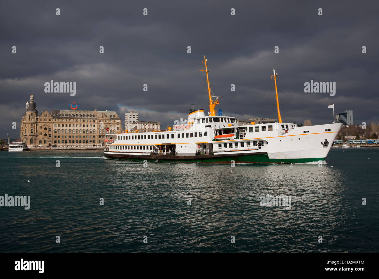 Istanbul,Kadikoy,Turkey - December 27,2011: An Istanbul Ship and Haydarpasa Station Stock Photo