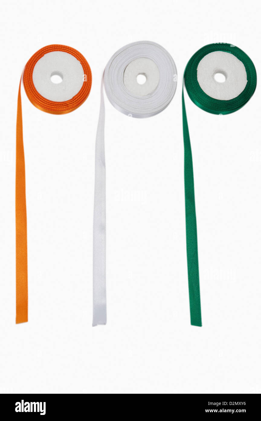 Ribbons representing Indian flag colors Stock Photo - Alamy
