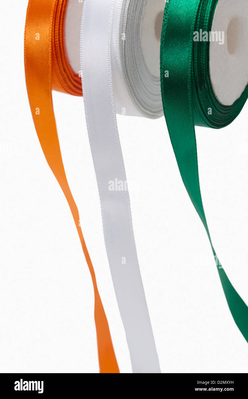 Ribbons representing Indian flag colors Stock Photo - Alamy