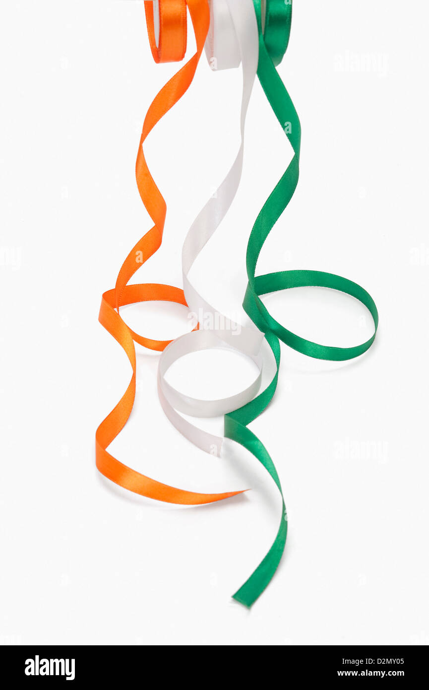 Ribbons representing Indian flag colors Stock Photo - Alamy