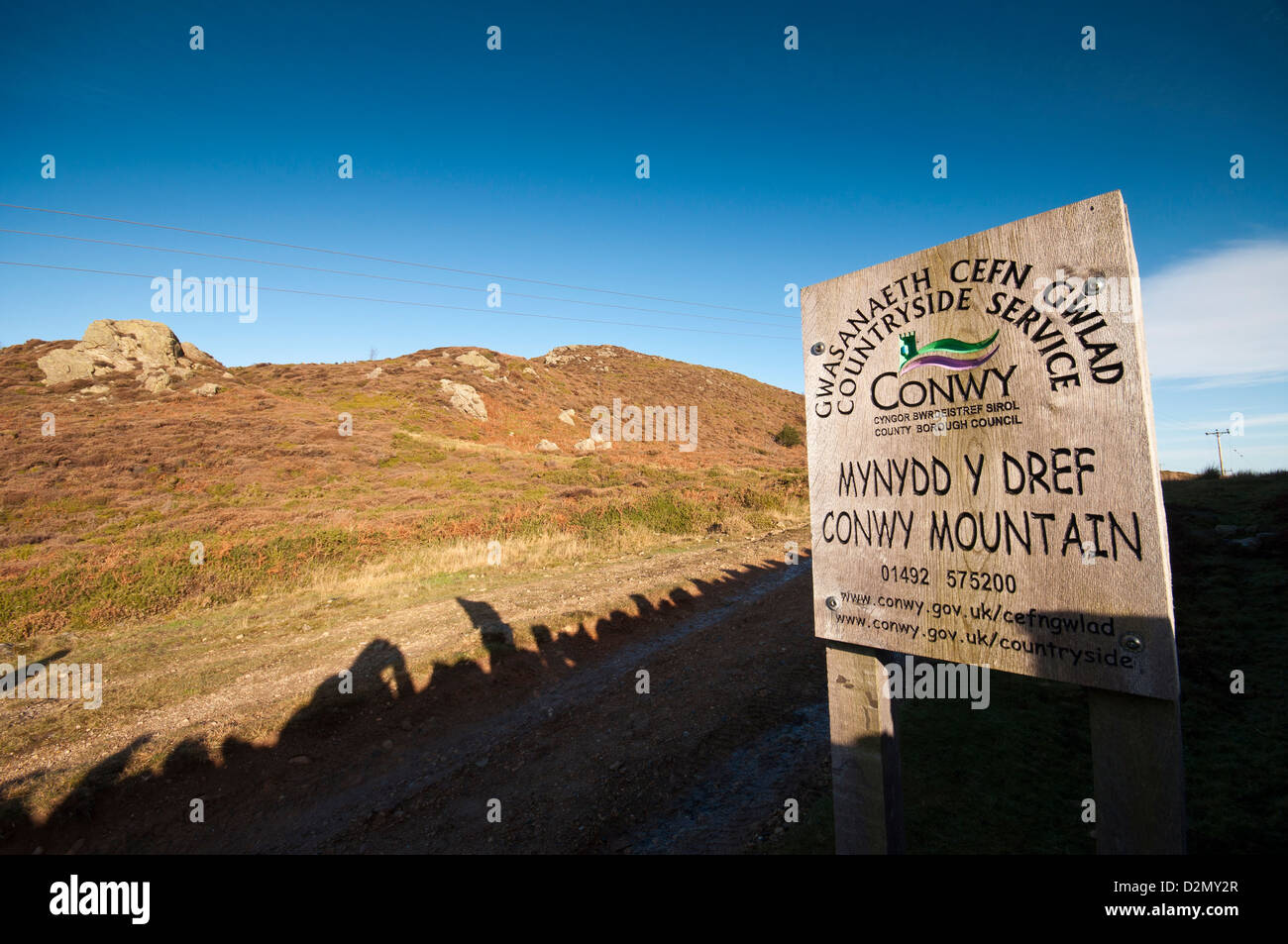 Conwy Mountain in North Wales Countryside service sign Stock Photo - Alamy